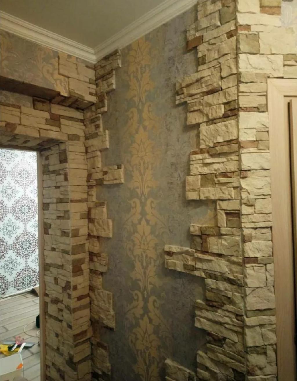 дизайна квартире декоративный камень в коридоре
